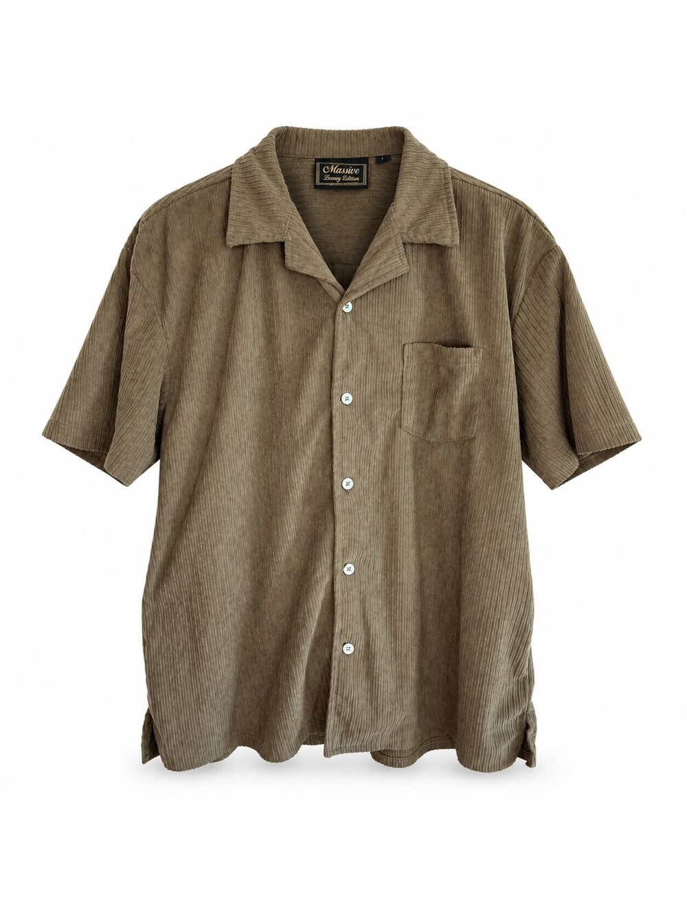 Massive Luxury Edition Vintage Mens L Brown Corduroy Camp Shirt Y2K